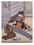 Playing the Koto reproduction procédé giclée par Suzuki Harunobu