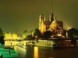 Cathedral of Notre Dame Illuminated at Night Photographie par Mark Karrass