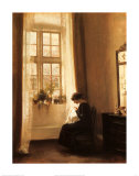 Girl Sewing in an Interior Posters by Carl Holsoe