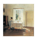 Woman Seated at a Table by a Window Art by Carl Holsoe