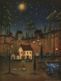 Village Full Moon Lámina por Kim Lewis