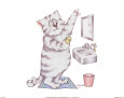 Bathroom Cats I Impressão artística por A. Langston
