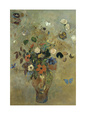 Bouquet of Flowers with Butterflies reproduction procédé giclée par Odilon Redon
