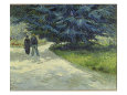 Public Garden with Couple and Blue Fir Tree (van Gogh) Posters