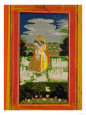 Radha and Krishna Embrace in an Idealised Landscape with Cows, circa 1780