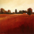 Scarlet Landscape III Konsttryck av Hans Paus