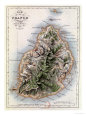 Map of Mauritius, Illustration from Paul et Virginie by Henri Bernardin de Saint-Pierre, 1836