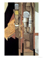 Glasses, a Newspaper and a Bottle of Wine reproduction procédé giclée par Juan Gris