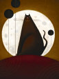 Cat and the Moon I Impressão artística por Jo Parry