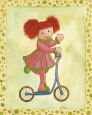Girl on Blue Scooter Art Print by Alba Galan