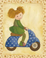 Girl on Blue Motorbike Art Print by Alba Galan