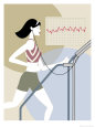 Woman Walking on a Treadmill Kunsttryk