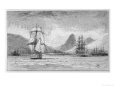 Hms Beagle the Ship in Which Charles Darwin Sailed Approaching Mauritius