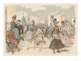 Parents and Children Among the Bathing Machines on the Beach at Ostend Belgium