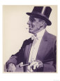 An Elegant Gentleman in Top Hat Smoking a Cigarette Giclee Print