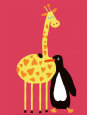 Love Between a Giraffe and a Penguin Reproduction d'art par Andree Prigent