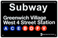 U-Bahn Greenwich Village – West 4 Street Blechschild