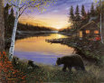 Hütte am Teich Kunstdruck von Ervin Molnar