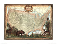 Landkarte der USA Kunstdruck