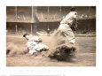Joe DiMaggio atteignant la troisième base avec une glissade Reproduction d'art