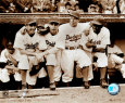Jackie Robinson - First Day, with Spider Jorgenson, Pee Wee Reese, Ed Stankey Photo
