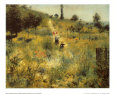 Camino en cuesta entre la hierba Lámina por Pierre-Auguste Renoir