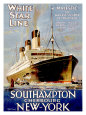 White Star-Linie/Southampton/Cherbourg/New York Giclée-Druck von Walter Thomas