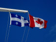 Canadian and Quebec Flags at Full Mast, Montreal, Canada