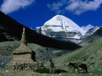 Stupa Assembled of Roughly Carved Stones at Mt. Kailash, Sacred Mountain Peak, Mt. Kailash, Tibet Photographie par Bill Wassman