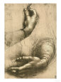 Study of Female Hands, Drawing, Royal Library, Windsor Lámina giclée por Leonardo da Vinci