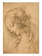 Study for the Face of the Virgin Mary of the Annunciation Now in the Louvre reproduction procédé giclée par Leonardo da Vinci