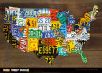 Carte des Etats-Unis II Reproduction d'art par Aaron Foster