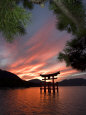 Torii Shrine Gate in the Sea, Miyajima Island, Honshu, Japan Photographic Print by Christian Kober