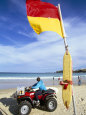 Swimming Flag and Patrolling Lifeguard at Bondi Beach, Sydney, New South Wales, Australia