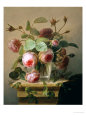 Still Life of Pink Roses in a Glass Vase Giclee Print by Hans Hermann