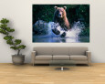 Grizzly Bear Running in Kinak Bay, Katmai National Park, U.S.A.