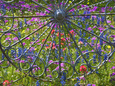 Wheel Gate and Fence with Blue Bonnets, Indian Paint Brush and Phlox, Near Devine, Texas, USA Photographie par Darrell Gulin