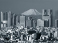 City Skyline and Mount Fuji, Tokyo, Honshu, Japan Lámina fotográfica por Steve Vidler