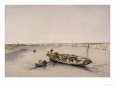 Looking Towards the Pyramids of Dashour and Saccara with a Slave, Nile River Lámina giclée por David Roberts