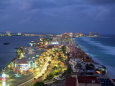 Aerial of Cancun at Night, Mexico