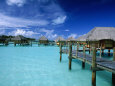 La station de Pearl Beach, Bora Bora Photographie par Walter Bibikow