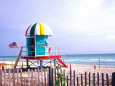 Life Guard Station, South Beach, Miami, Florida, USA Photographie par Terry Eggers