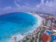 Scenic of Beach with Hotels, Cancun, Mexico Photographic Print by Bill Bachmann
