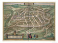 Map of Vilnius, Lithuania, from Civitates Orbis Terrarum by Georg Braun