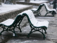 Snow Covered Benches, Place Victor Hugo, Grenoble, Isere, French Alps, France