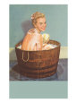 Blonde savonneuse dans une petite barrique d'eau reproduction procédé giclée