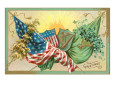 St. Patrick's Day, U.S. and Irish Flags Lámina giclée