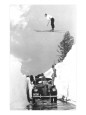 Man Ski-Jumping over Road Lámina giclée