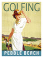 Golfing Pebble Beach Giclee Print
