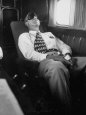 Estes Kefauver Wearing Sleep Mask, Taking a Nap